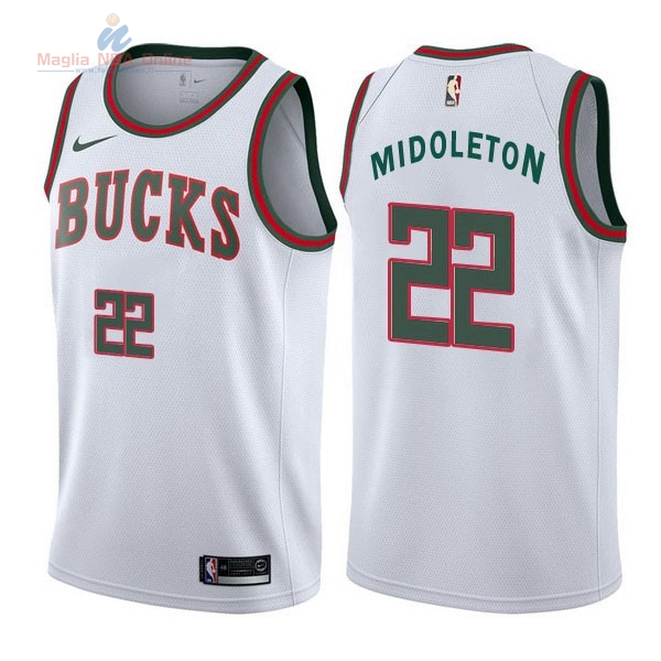 Acquista Maglia NBA Nike Milwaukee Bucks #22 Khris Middleton Retro Bianco