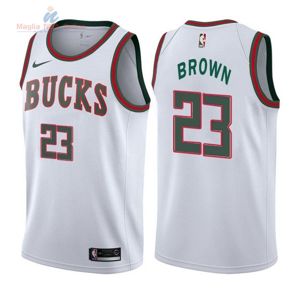 Acquista Maglia NBA Nike Milwaukee Bucks #23 Sterling Brown Retro Bianco