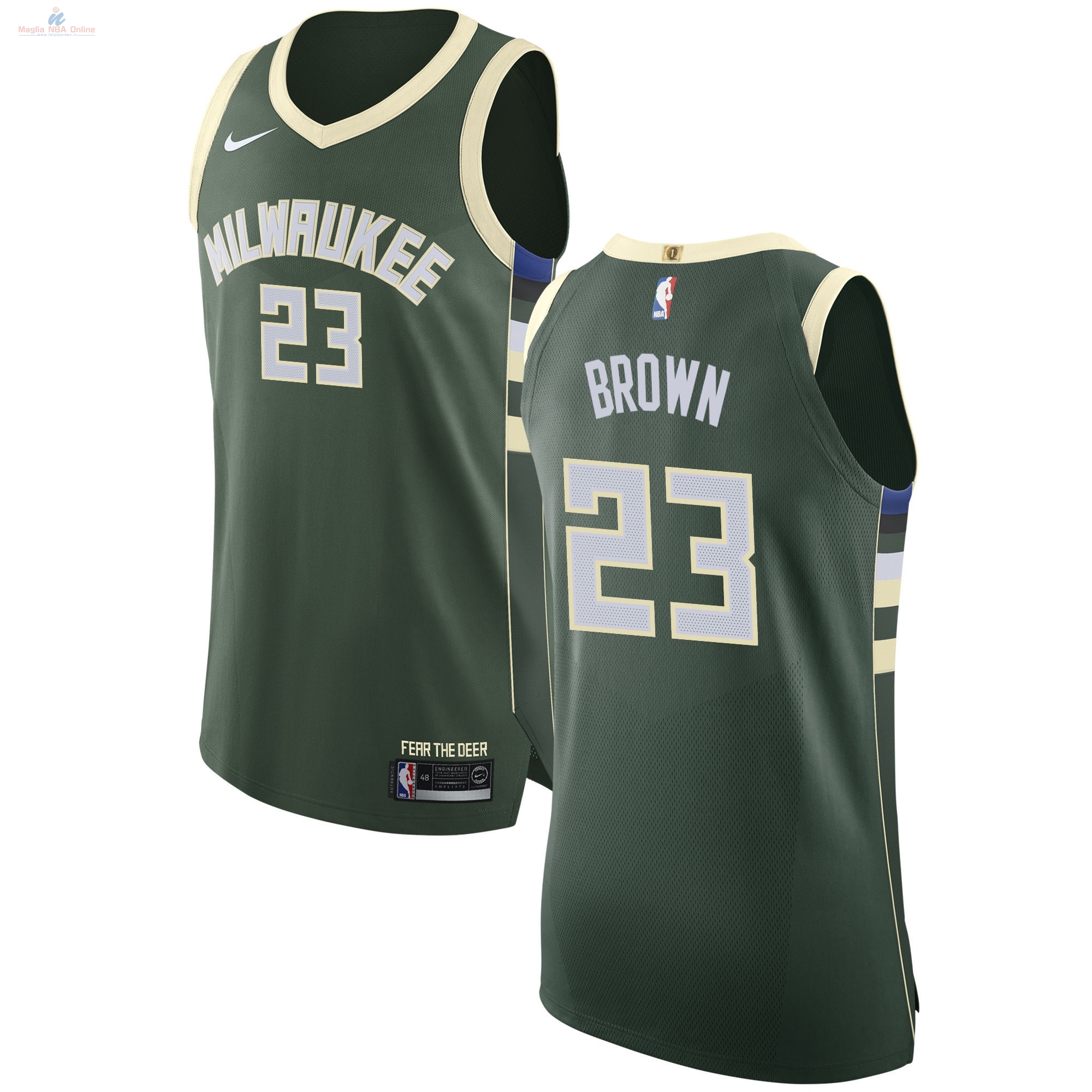 Acquista Maglia NBA Nike Milwaukee Bucks #23 Sterling Brown Verde Icon