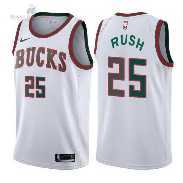 Acquista Maglia NBA Nike Milwaukee Bucks #25 Brandon Rush Retro Bianco