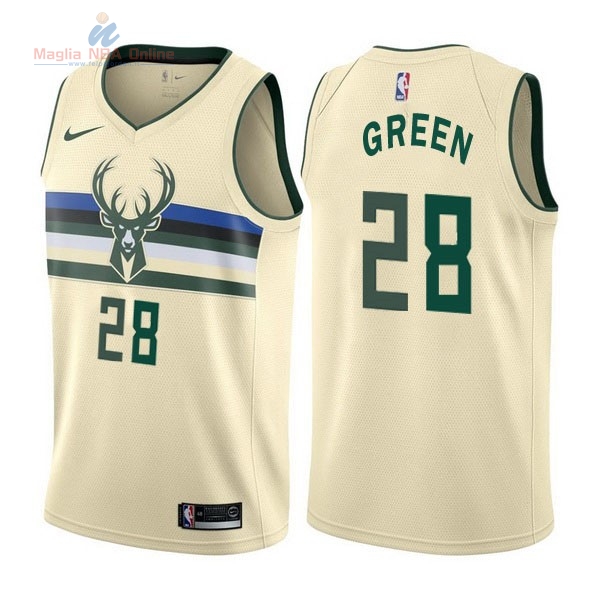 Acquista Maglia NBA Nike Milwaukee Bucks #28 Gerald Green Nike Crema City