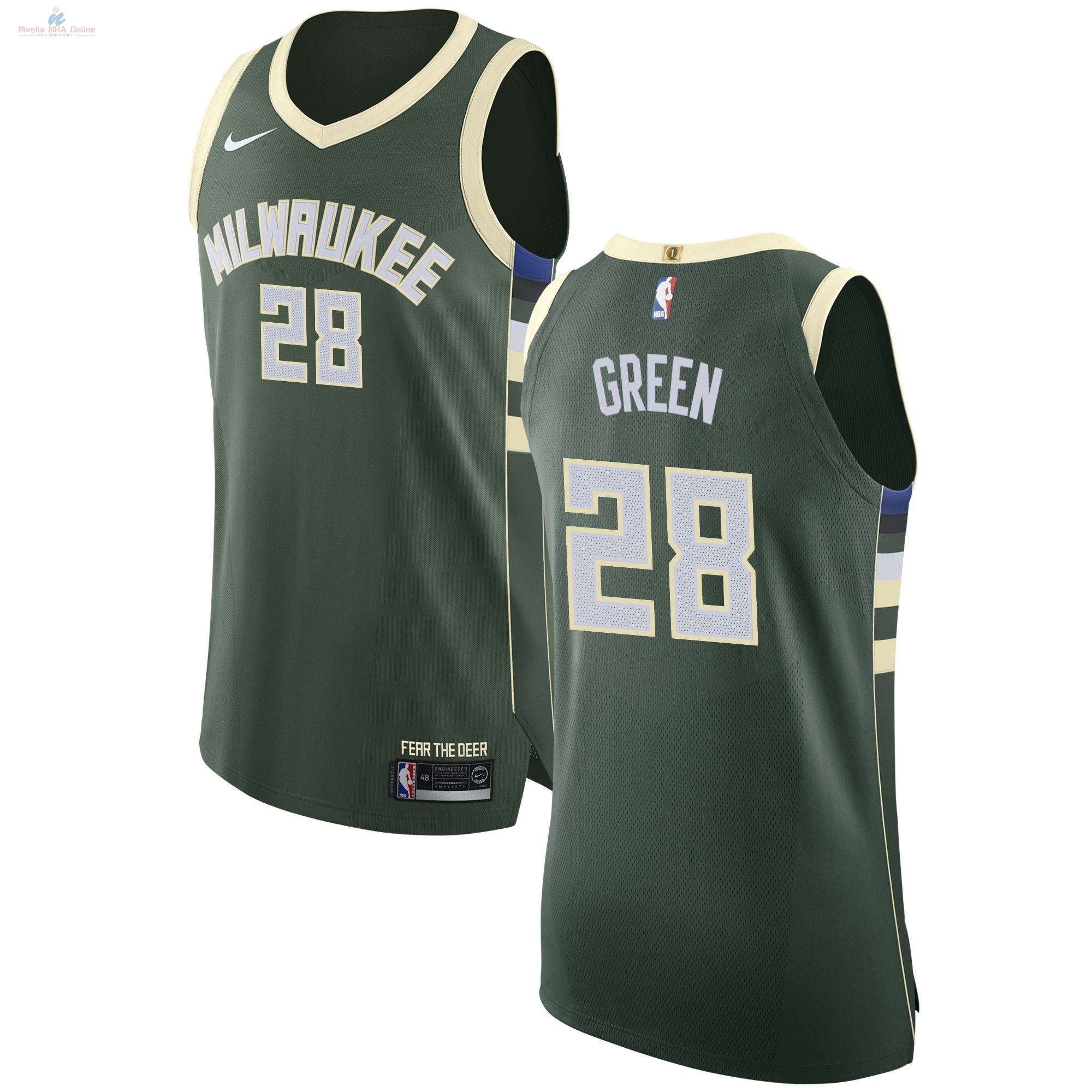 Acquista Maglia NBA Nike Milwaukee Bucks #28 Gerald Green Verde Icon