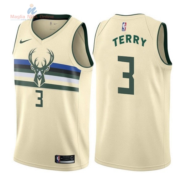 Acquista Maglia NBA Nike Milwaukee Bucks #3 Jason Terry Nike Crema Città