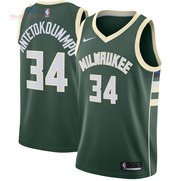 Acquista Maglia NBA Nike Milwaukee Bucks #34 Giannis Antetokounmpo Verde Icon