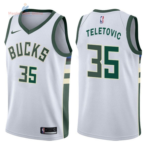 Acquista Maglia NBA Nike Milwaukee Bucks #35 Mirza Teletovic Bianco Association