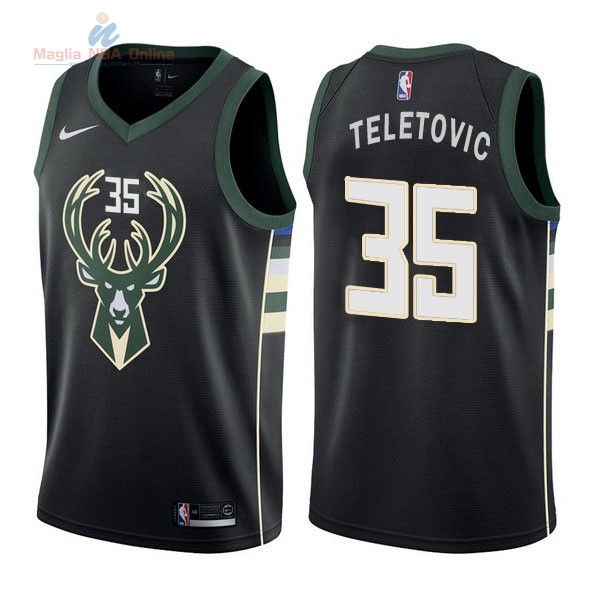 Acquista Maglia NBA Nike Milwaukee Bucks #35 Mirza Teletovic Nero Statement