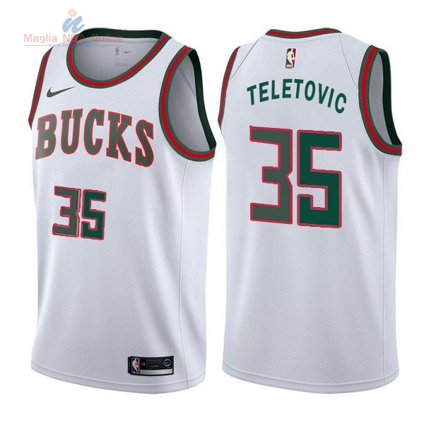 Acquista Maglia NBA Nike Milwaukee Bucks #35 Mirza Teletovic Retro Bianco