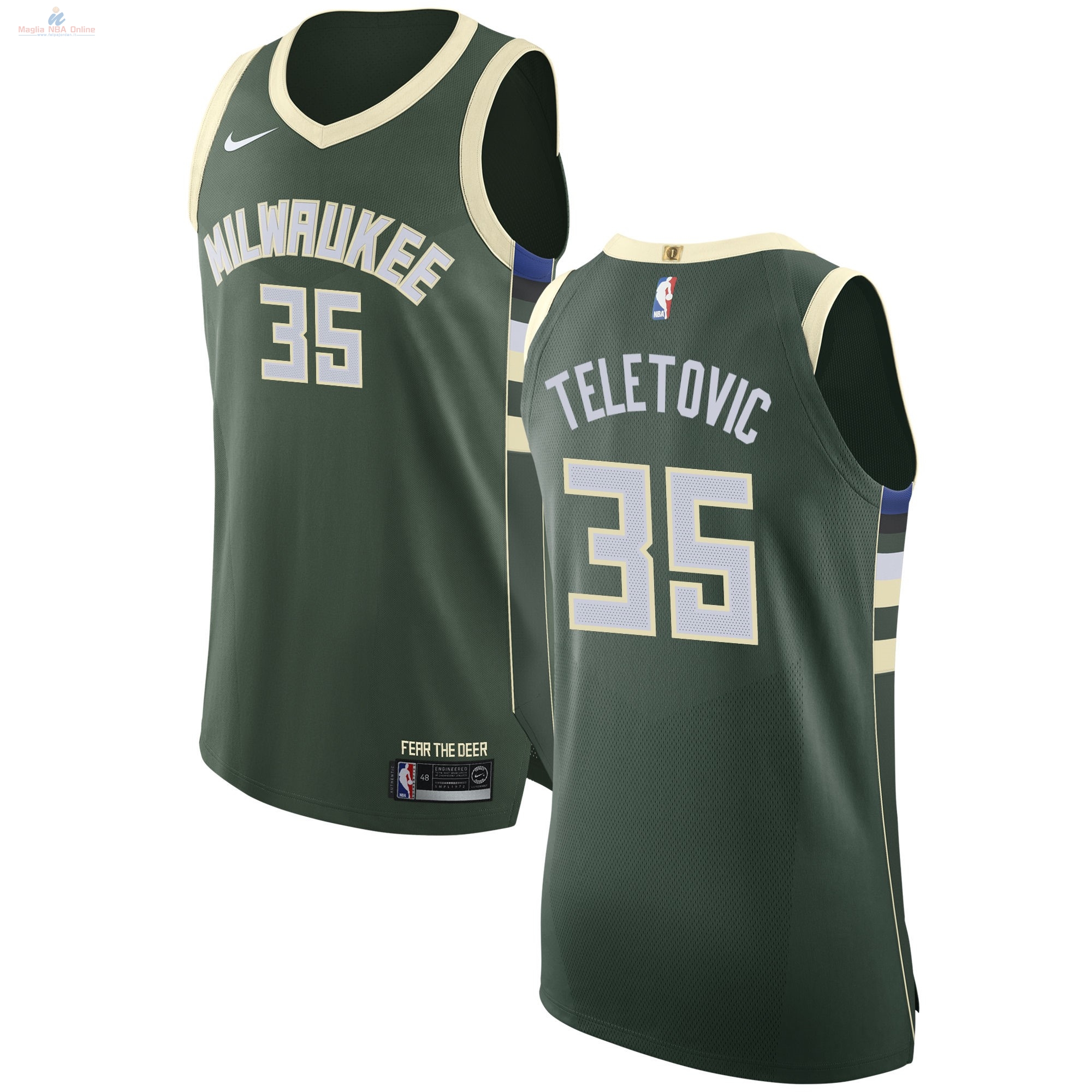 Acquista Maglia NBA Nike Milwaukee Bucks #35 Mirza Teletovic Verde Icon