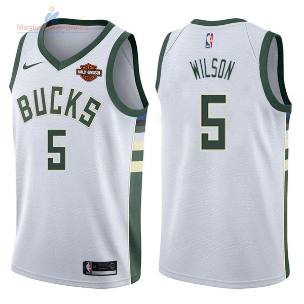 Acquista Maglia NBA Nike Milwaukee Bucks #5 D.J. Wilson Bianco