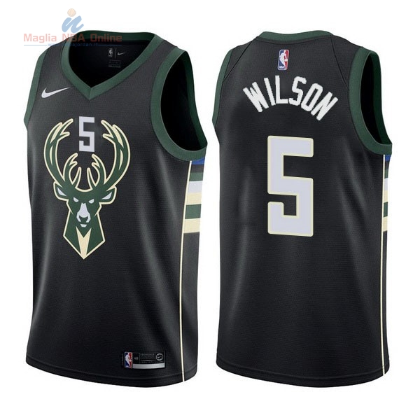 Acquista Maglia NBA Nike Milwaukee Bucks #5 D.J. Wilson Nero Statement