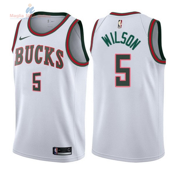 Acquista Maglia NBA Nike Milwaukee Bucks #5 D.J. Wilson Retro Bianco