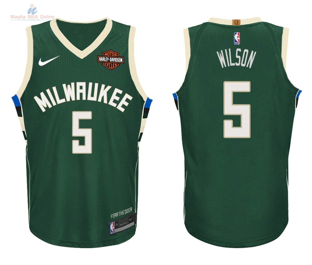 Acquista Maglia NBA Nike Milwaukee Bucks #5 D.J. Wilson Verde
