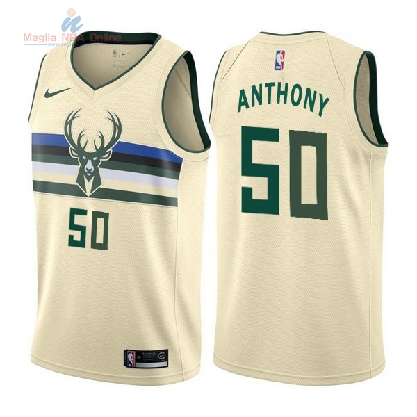 Acquista Maglia NBA Nike Milwaukee Bucks #50 Joel Anthony Nike Crema Città