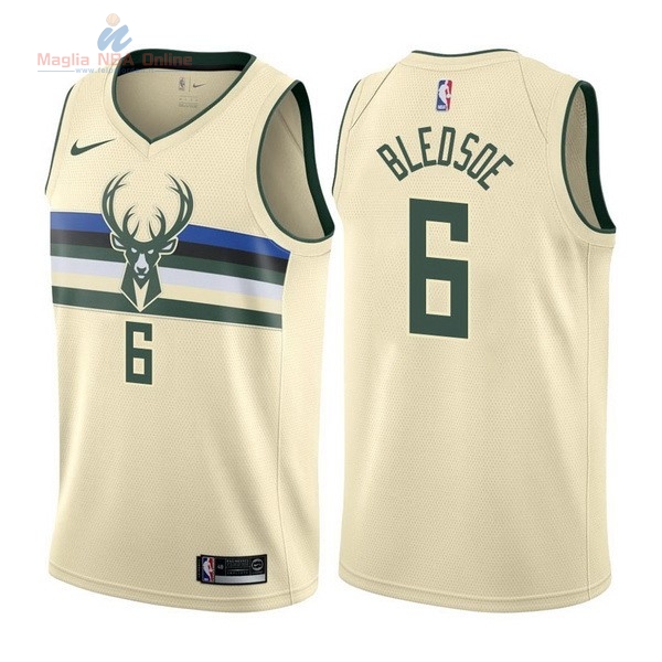 Acquista Maglia NBA Nike Milwaukee Bucks #6 Eric Bledsoe Nike Crema Città