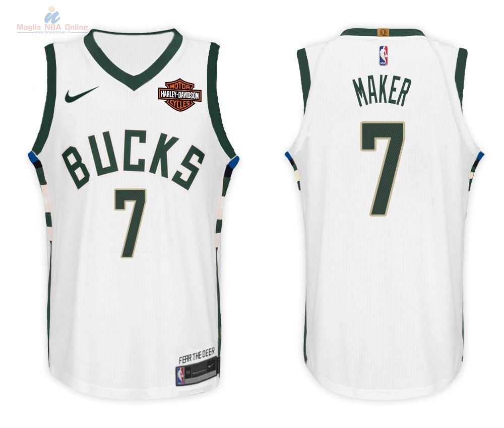 Acquista Maglia NBA Nike Milwaukee Bucks #7 Thon Maker Bianco