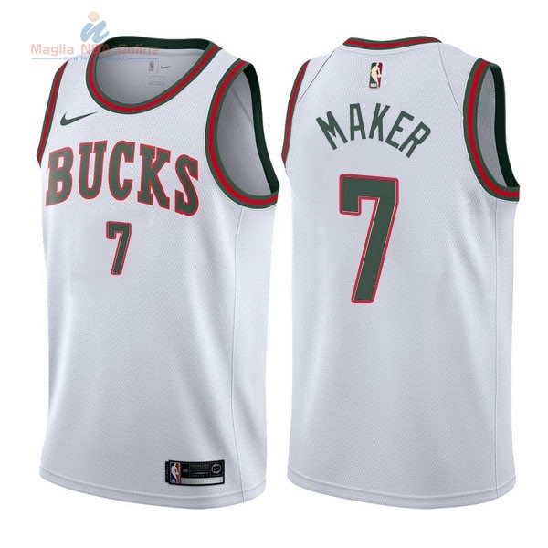 Acquista Maglia NBA Nike Milwaukee Bucks #7 Thon Maker Retro Bianco