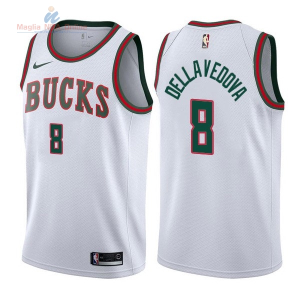 Acquista Maglia NBA Nike Milwaukee Bucks #8 Matthew Dellavedova Retro Bianco