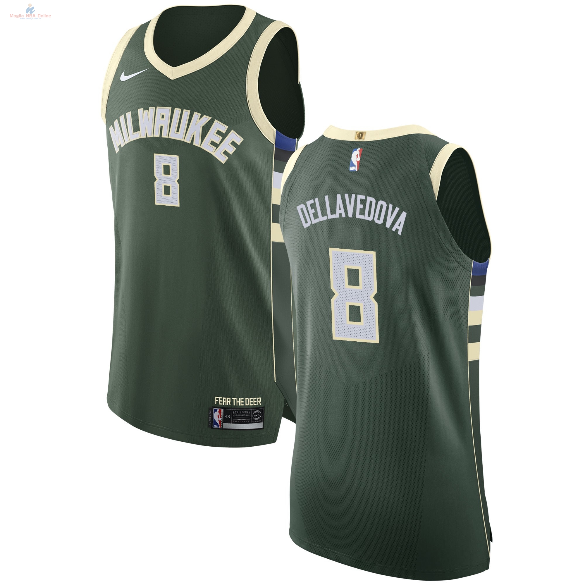 Acquista Maglia NBA Nike Milwaukee Bucks #8 Matthew Dellavedova Verde Icon
