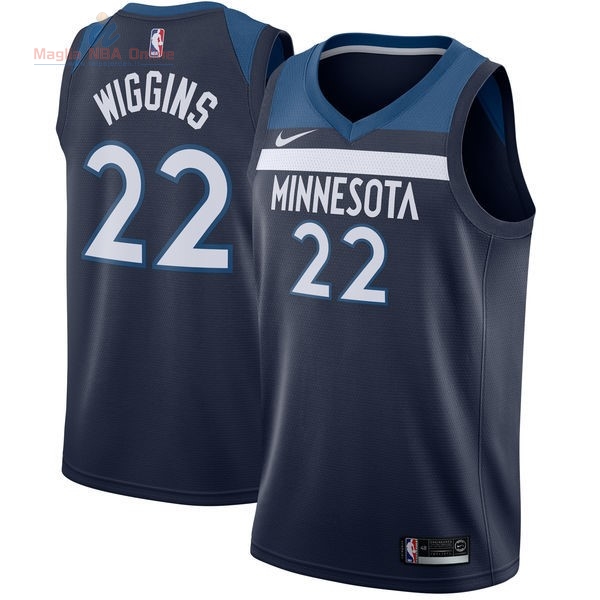 Acquista Maglia NBA Nike Minnesota Timberwolves #22 Andrew Wiggins Marino Icon