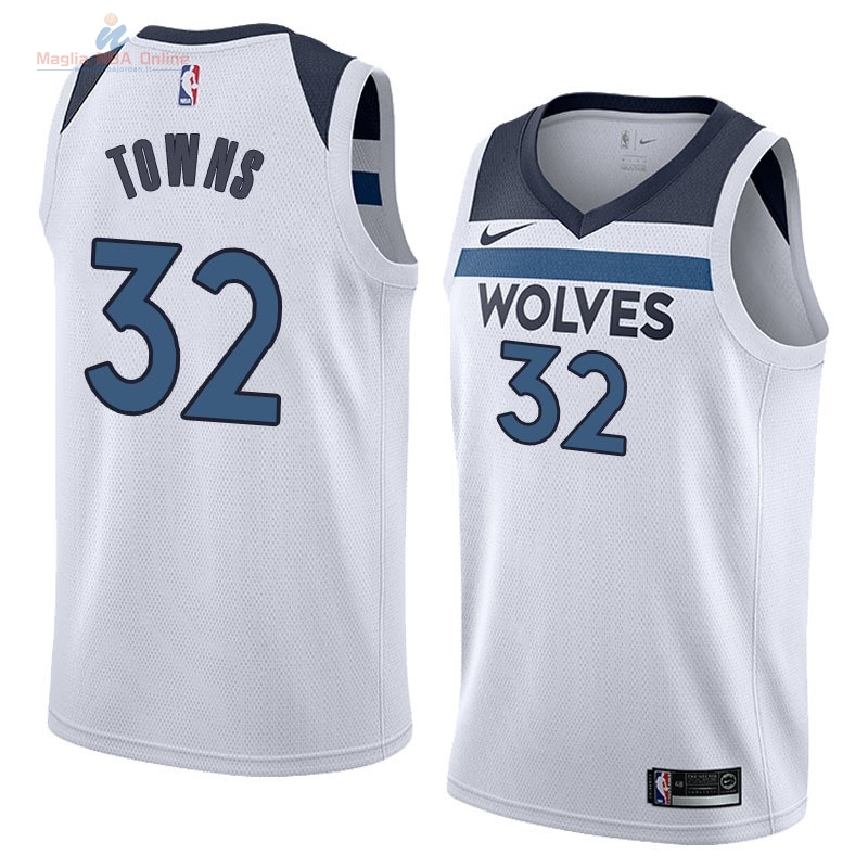 Acquista Maglia NBA Nike Minnesota Timberwolves #32 Karl Anthony Towns Bianco Association