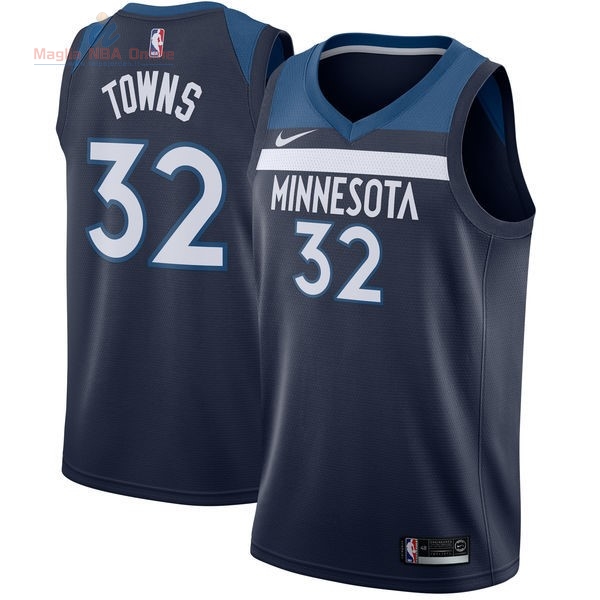 Acquista Maglia NBA Nike Minnesota Timberwolves #32 Karl Anthony Towns Marino Icon