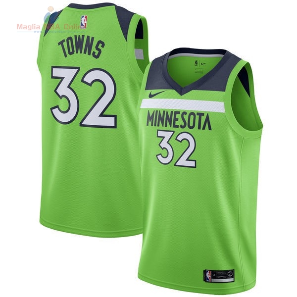 Acquista Maglia NBA Nike Minnesota Timberwolves #32 Karl Anthony Towns Verde Statement
