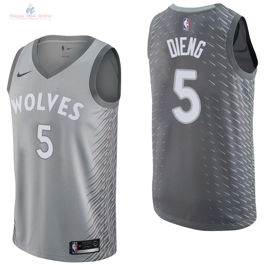 Acquista Maglia NBA Nike Minnesota Timberwolves #5 Gorgui Dieng Nike Grigio Città