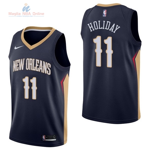 Acquista Maglia NBA Nike New Orleans Pelicans #11 Jrue Holiday Marino Icon