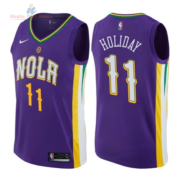 Acquista Maglia NBA Nike New Orleans Pelicans #11 Jrue Holiday Nike Porpora Città