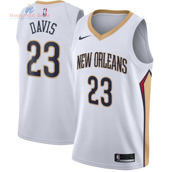 Acquista Maglia NBA Nike New Orleans Pelicans #23 Anthony Davis Bianco Association