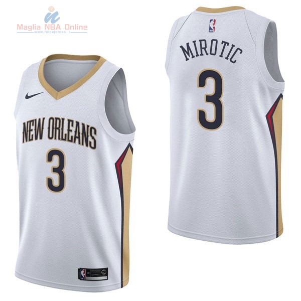 Acquista Maglia NBA Nike New Orleans Pelicans #3 Nikola Mirotic Bianco Association