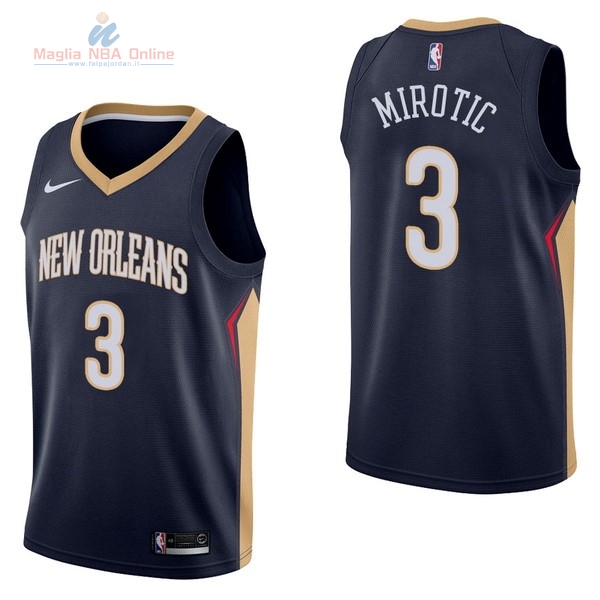 Acquista Maglia NBA Nike New Orleans Pelicans #3 Nikola Mirotic Marino Icon