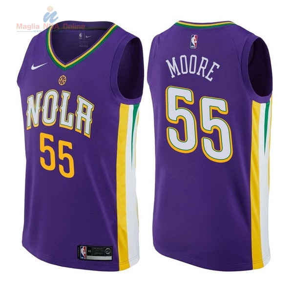 Acquista Maglia NBA Nike New Orleans Pelicans #55 E'Twaun Moore Nike Porpora Città