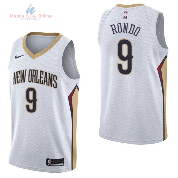 Acquista Maglia NBA Nike New Orleans Pelicans #9 Rajon Rondo Bianco Association