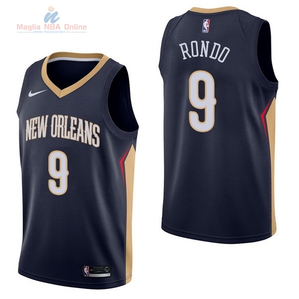 Acquista Maglia NBA Nike New Orleans Pelicans #9 Rajon Rondo Marino Icon