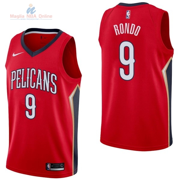 Acquista Maglia NBA Nike New Orleans Pelicans #9 Rajon Rondo Rosso Statement