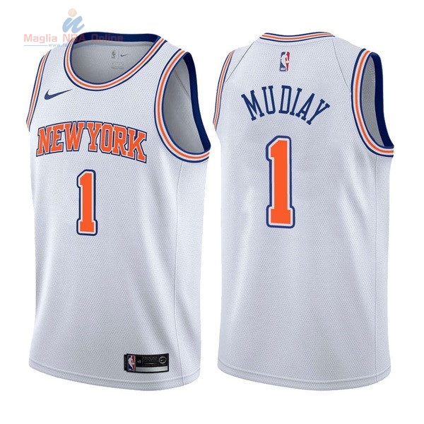 Acquista Maglia NBA Nike New York Knicks #1 Emmanuel Mudiay Bianco Statement
