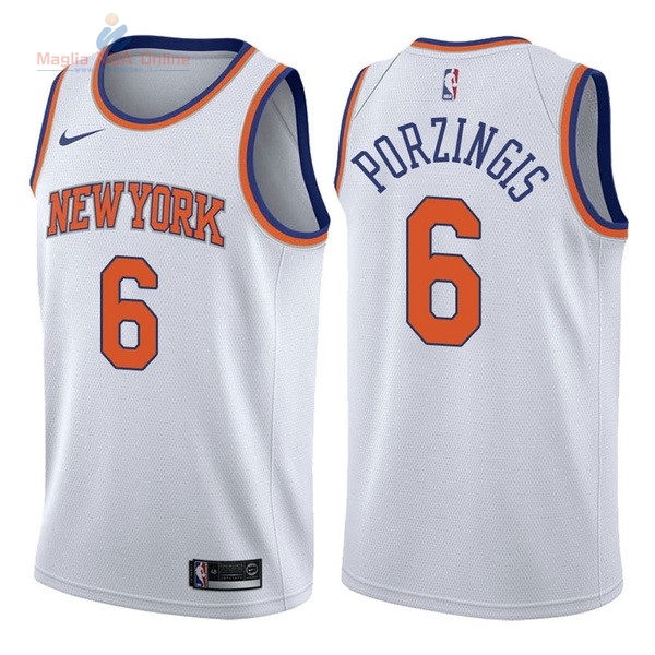 Acquista Maglia NBA Nike New York Knicks #6 Kristaps Porzingis Bianco Association