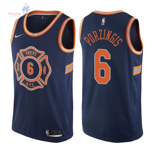 Acquista Maglia NBA Nike New York Knicks #6 Kristaps Porzingis Nike Blu Città