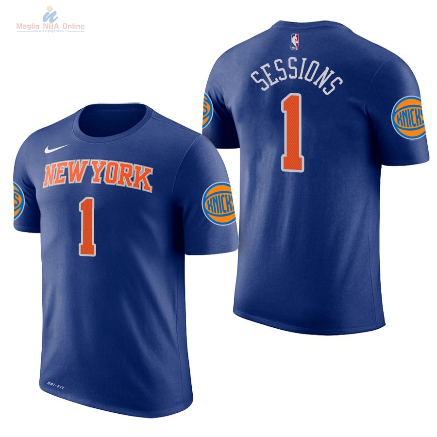 Acquista Maglia NBA Nike New York Knicks Manica Corta #1 Ramon Sessions Blu