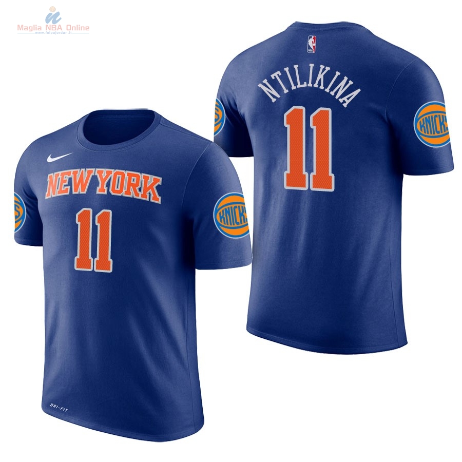 Acquista Maglia NBA Nike New York Knicks Manica Corta #11 Frank Ntilikina Blu