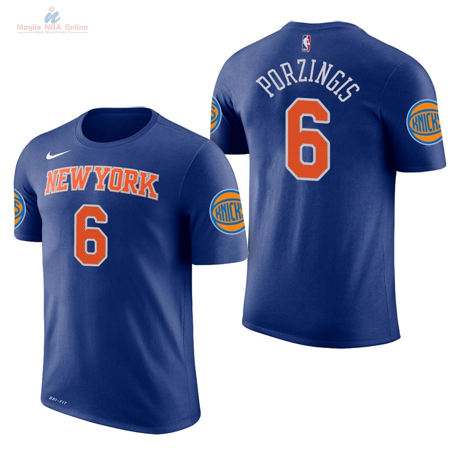 Acquista Maglia NBA Nike New York Knicks Manica Corta #6 Kristaps Porzingis Blu