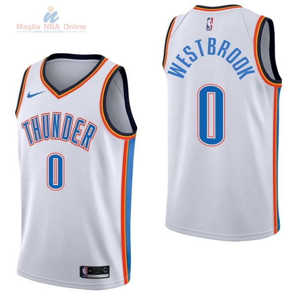 Acquista Maglia NBA Nike Oklahoma City Thunder #0 Russell Westbrook Bianco Association