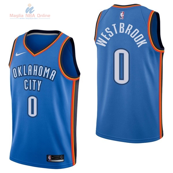 Acquista Maglia NBA Nike Oklahoma City Thunder #0 Russell Westbrook Blu Icon