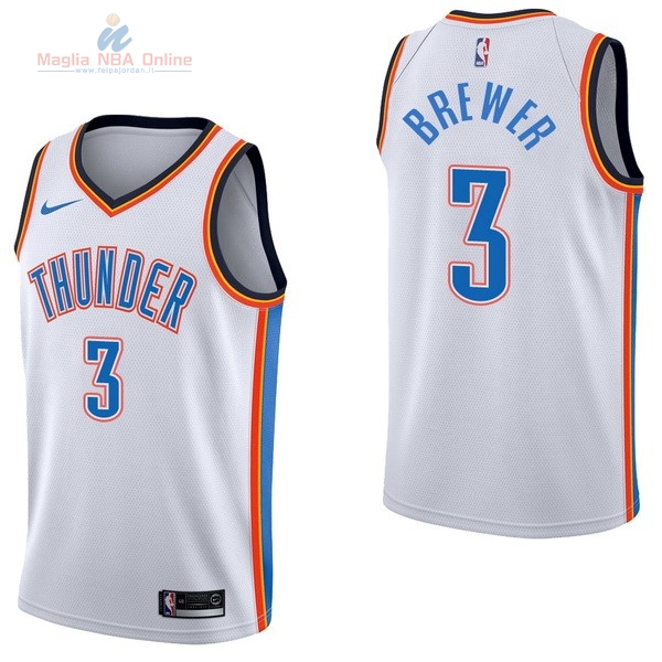 Acquista Maglia NBA Nike Oklahoma City Thunder #3 Corey Brewer Bianco Association