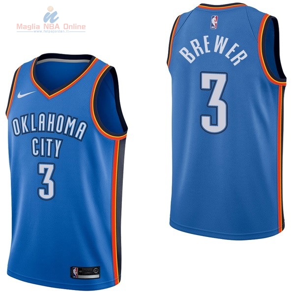 Acquista Maglia NBA Nike Oklahoma City Thunder #3 Corey Brewer Blu Icon