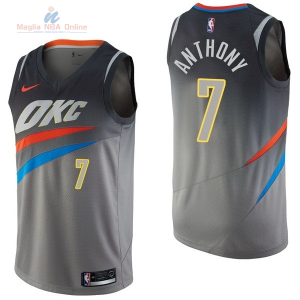 Acquista Maglia NBA Nike Oklahoma City Thunder #7 Carmelo Anthony Nike Grigio Città