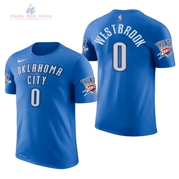 Acquista Maglia NBA Nike Oklahoma City Thunder Manica Corta #0 Russell Westbrook Blu