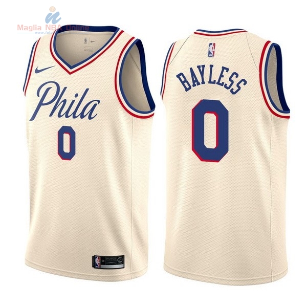 Acquista Maglia NBA Nike Philadelphia Sixers #0 Jerryd Bayless Nike Crema Città