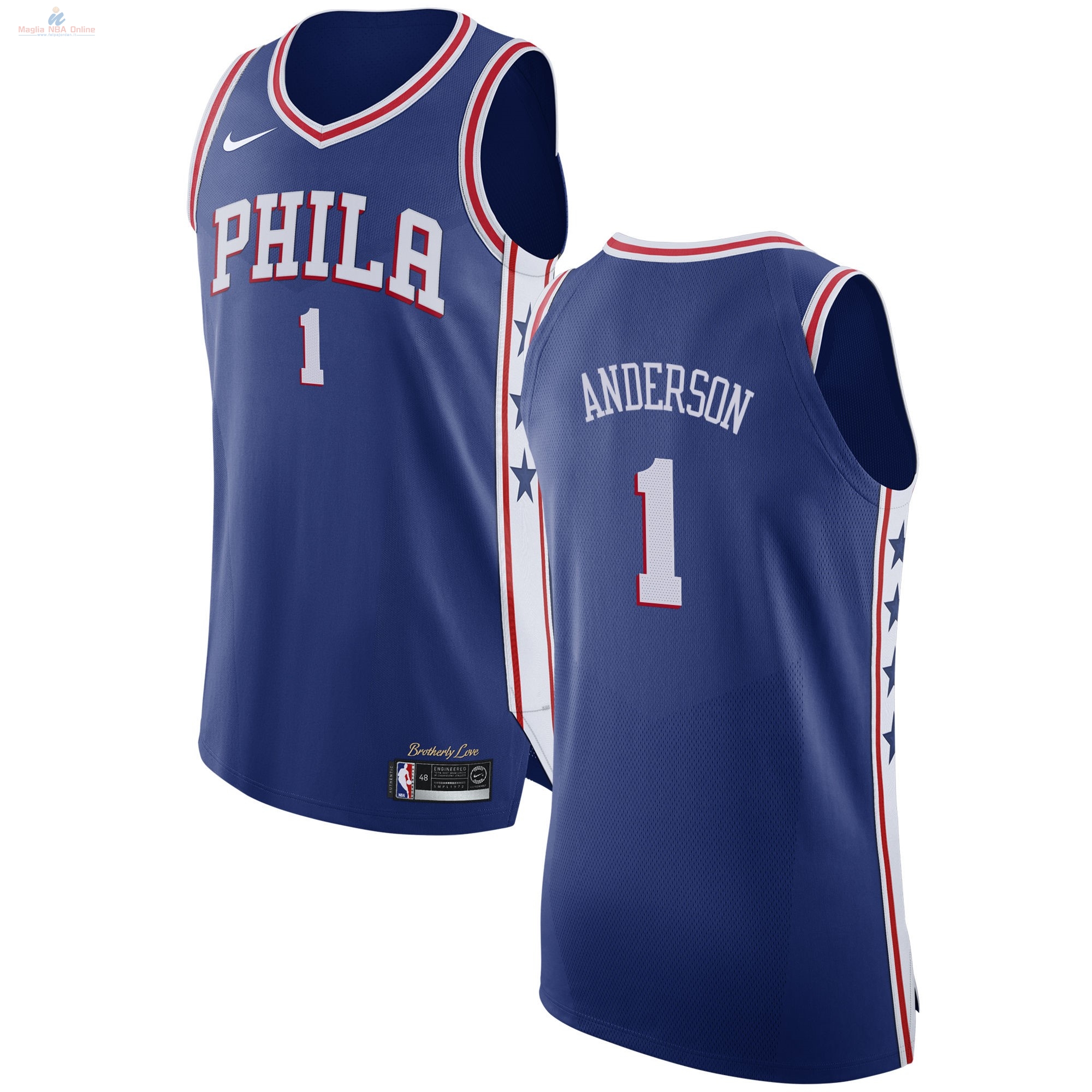 Acquista Maglia NBA Nike Philadelphia Sixers #1 Justin Anderson Blu Icon